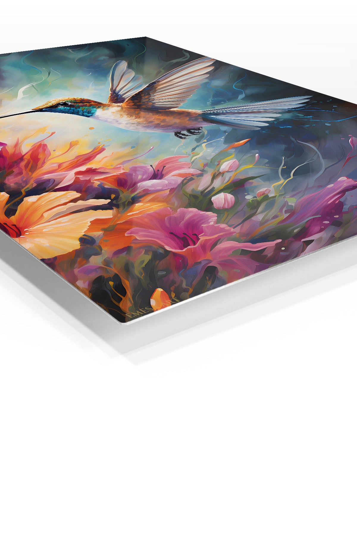 Twilight Owl in Forest Canopy premium metal wall art – angled view