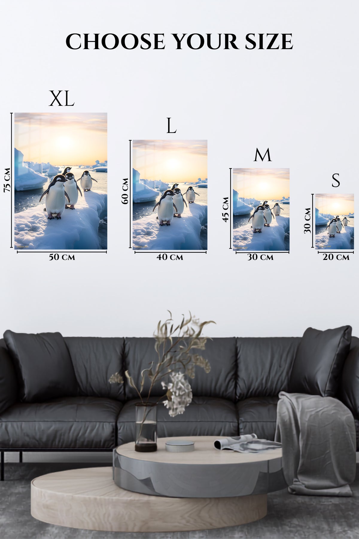 EMESA metal wall art size comparison guide for Hummingbird Among Luminous Hibiscus