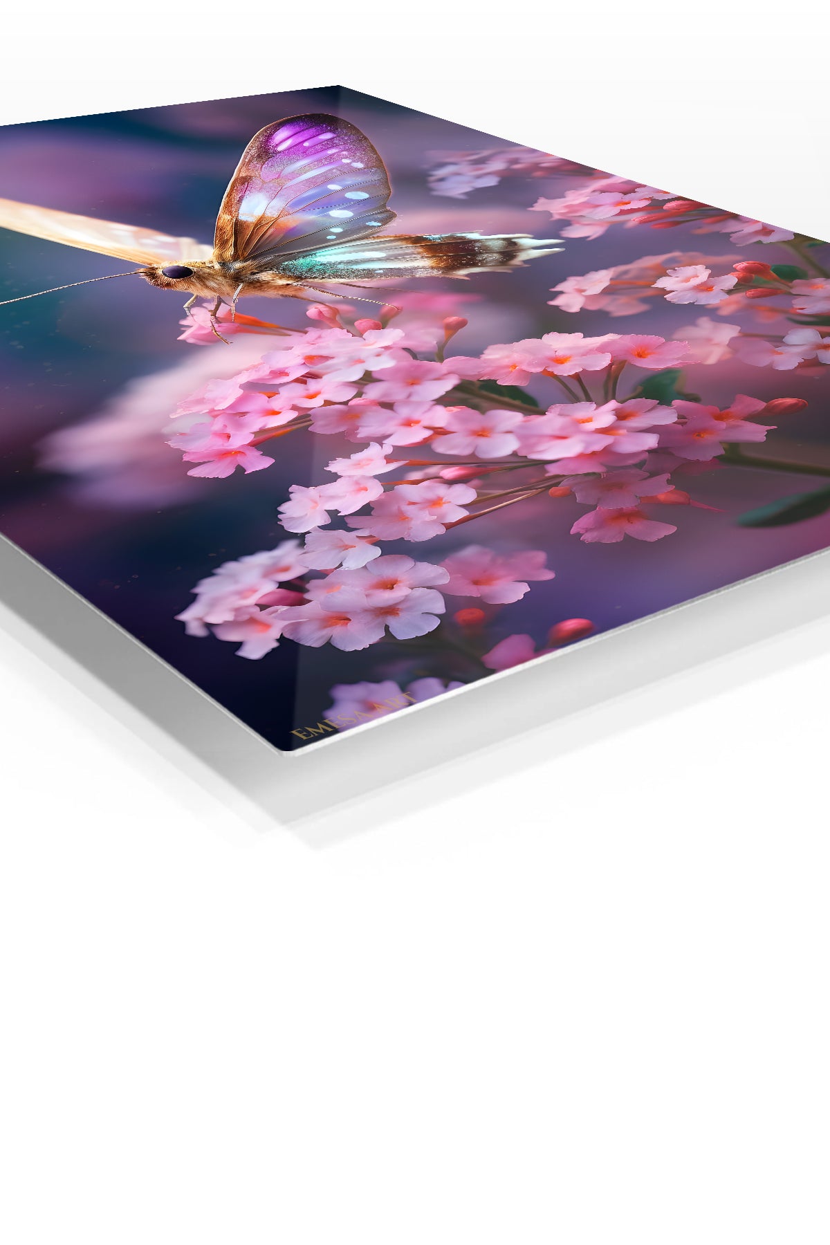 Penguins on a Sunlit Ice Floe premium metal wall art – angled view