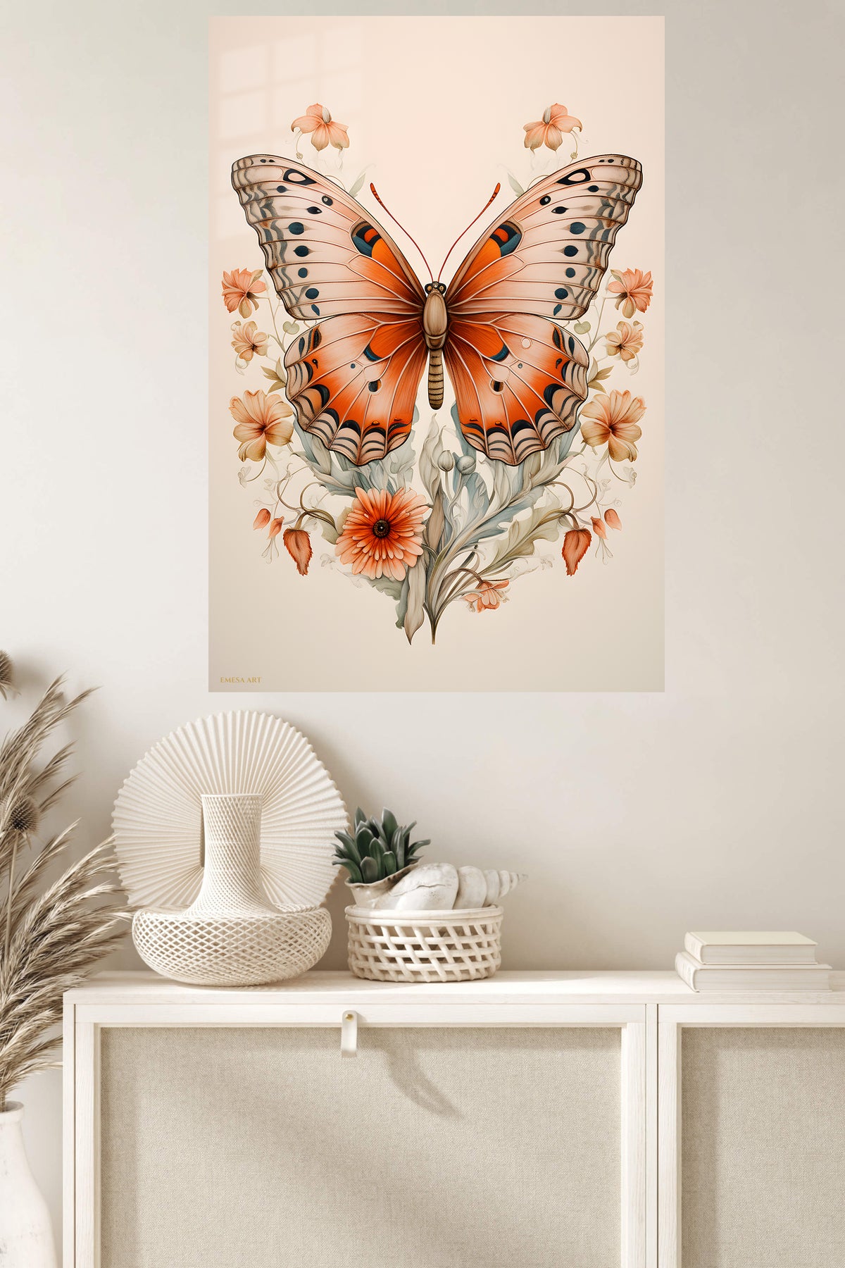 Tortoise in a Sunlit Garden metal wall art displayed in a modern interior