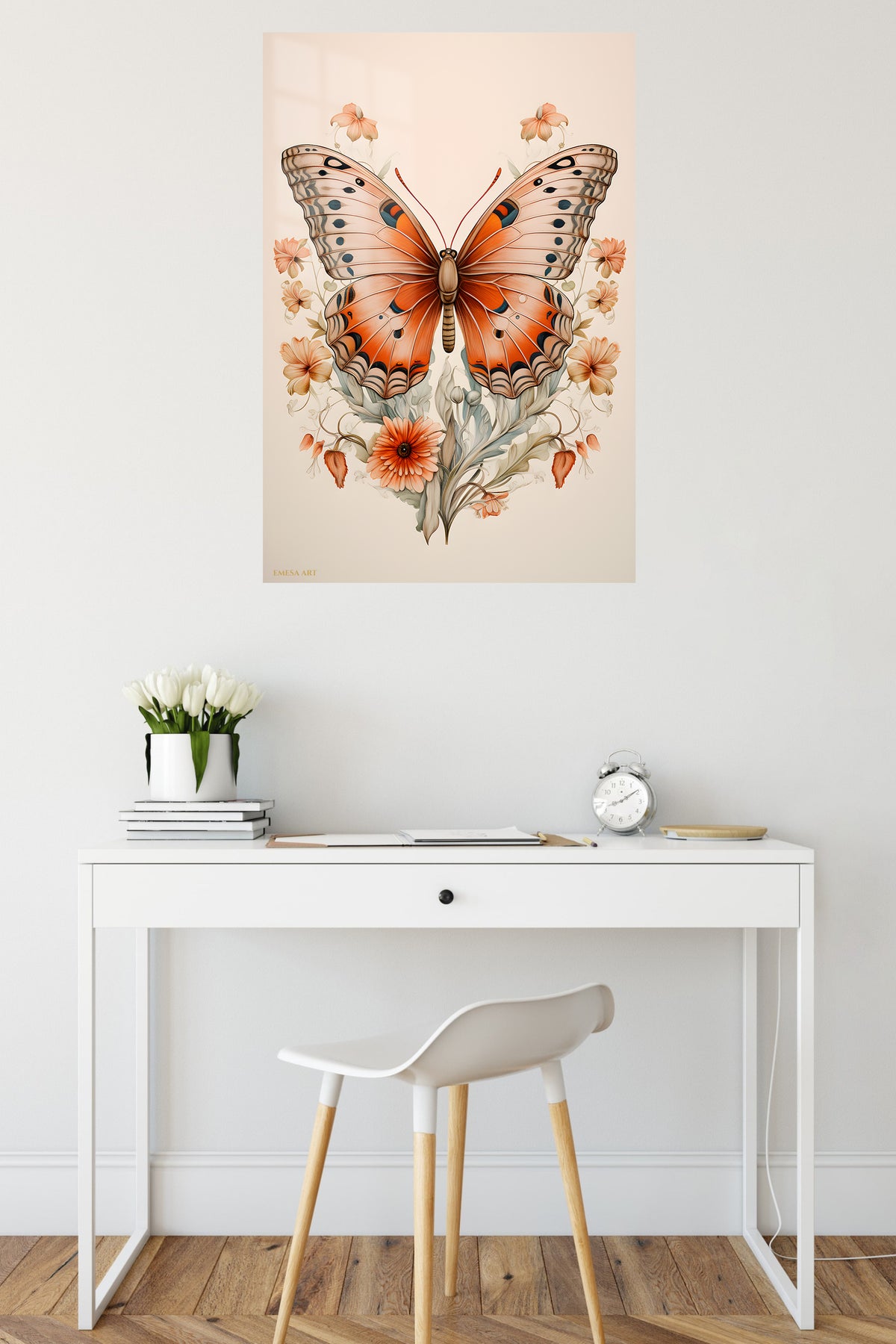 Tortoise in a Sunlit Garden metal wall art displayed in a contemporary living space