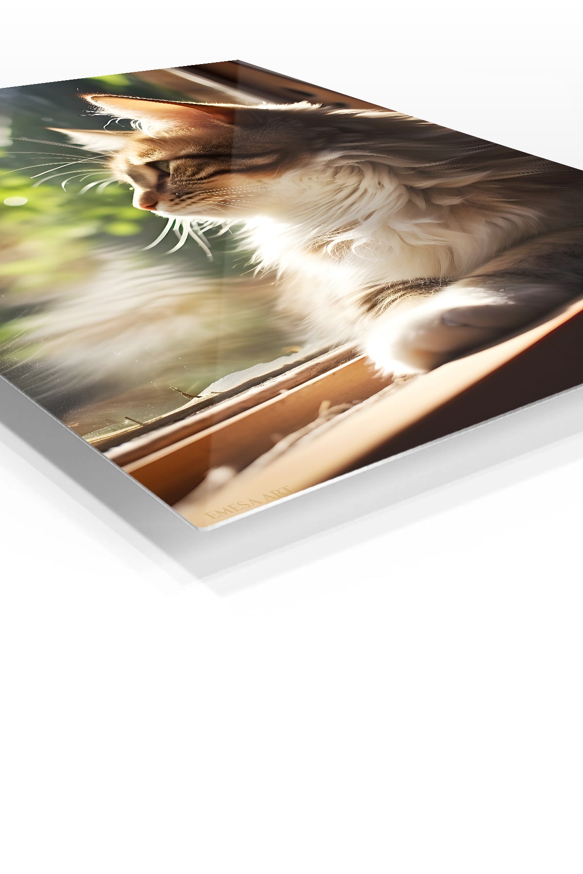 Sunlit Forest Bunny premium metal wall art – angled view