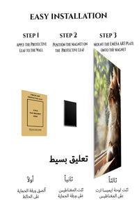 Magnetic mounting installation guide for Sunlit Forest Bunny metal wall art