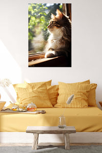 Sunlit Forest Bunny metal wall art displayed in a contemporary living space