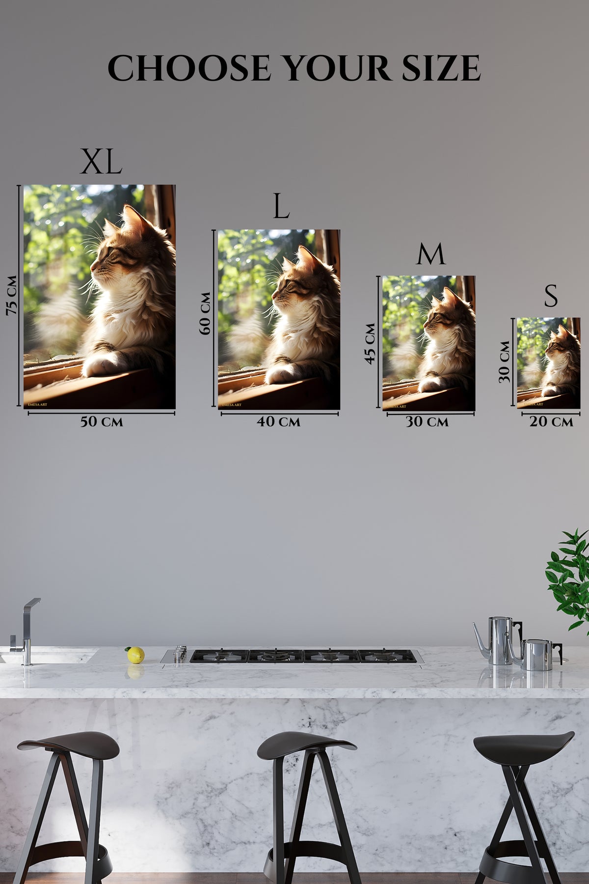 EMESA metal wall art size comparison guide for Sunlit Forest Bunny