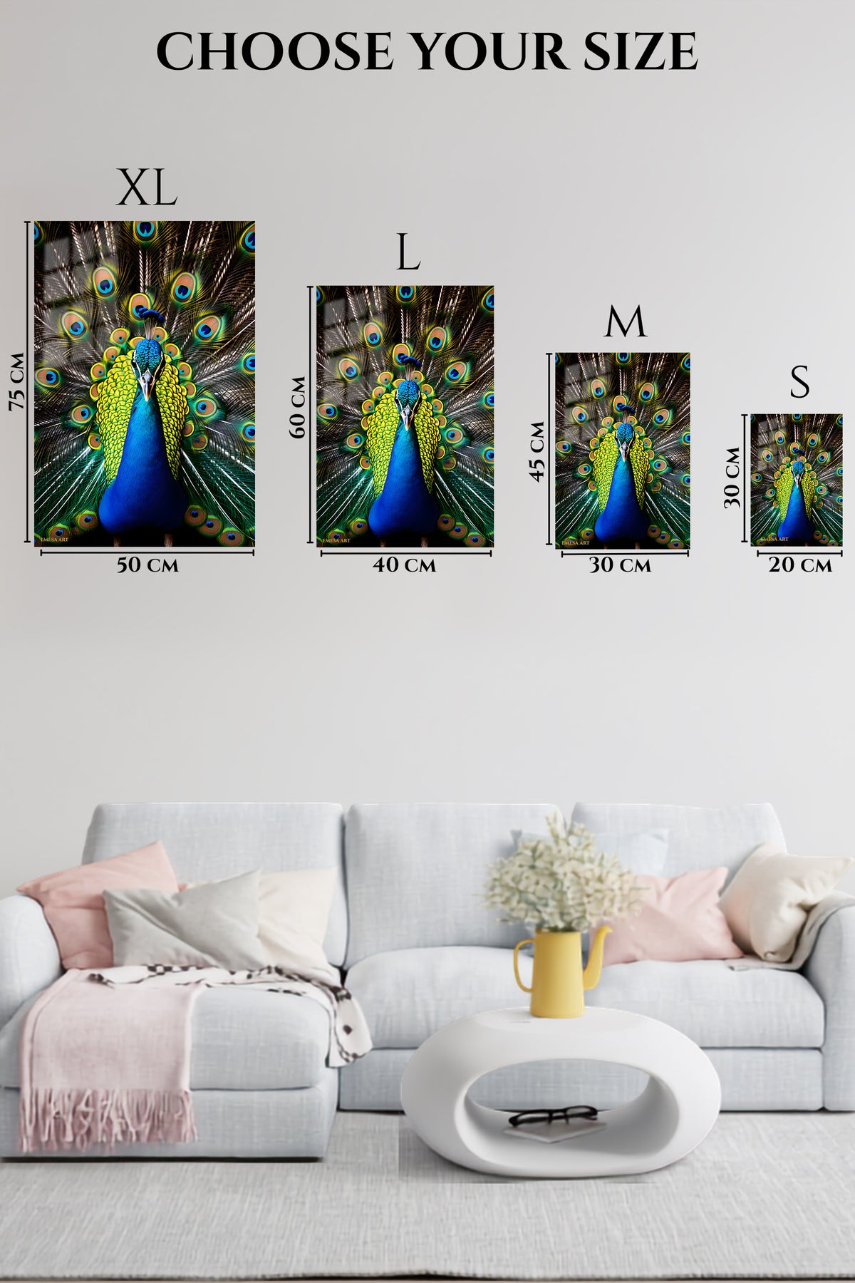 EMESA metal wall art size comparison guide for Sunlit Smiling Sloth