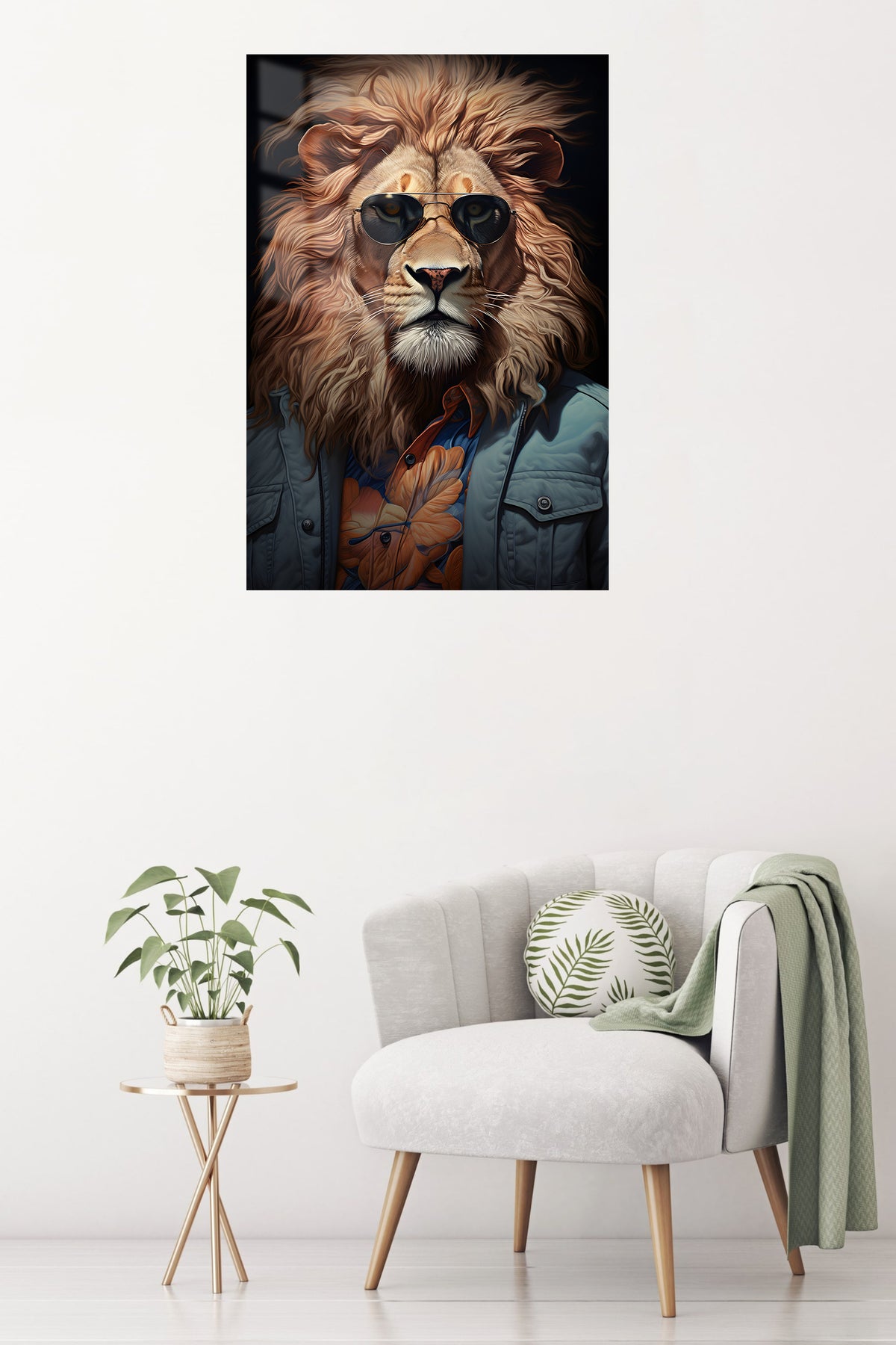 Regal Peacock Display metal wall art displayed in a contemporary living space