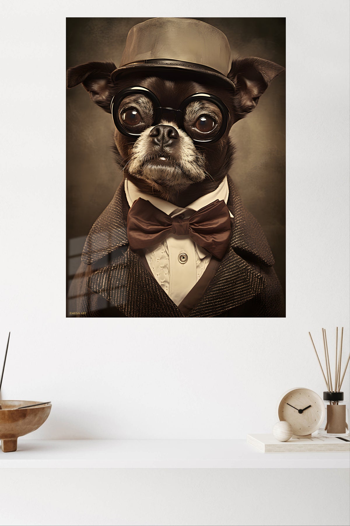 Cool Lion in Sunglasses metal wall art displayed in a modern interior