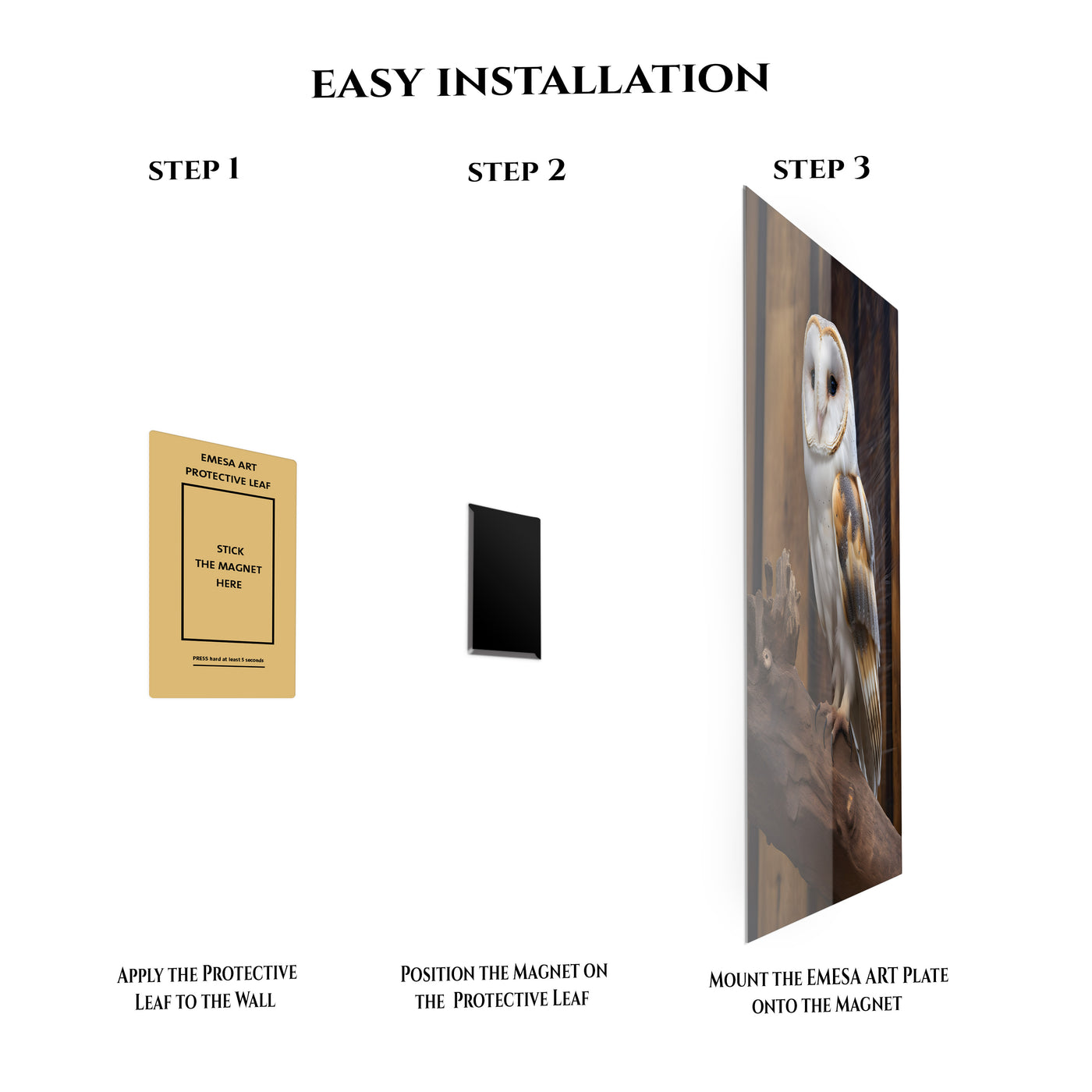Barn Owl Portrait Metal Wall Art | EMESA ART