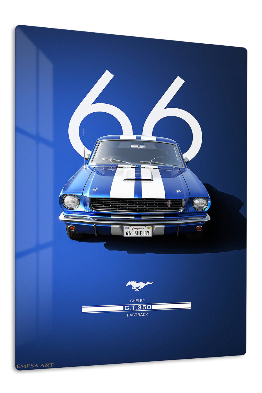 1966 Blue Shelby GT350 premium metal wall art – front view