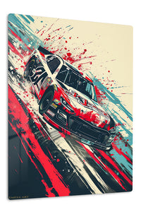 Abstract red classic muscle car paint-splash wall art