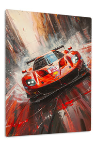 Red and orange classic racing car abstract wall art