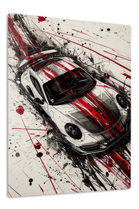 White Red Track Sports Car Splash wall art