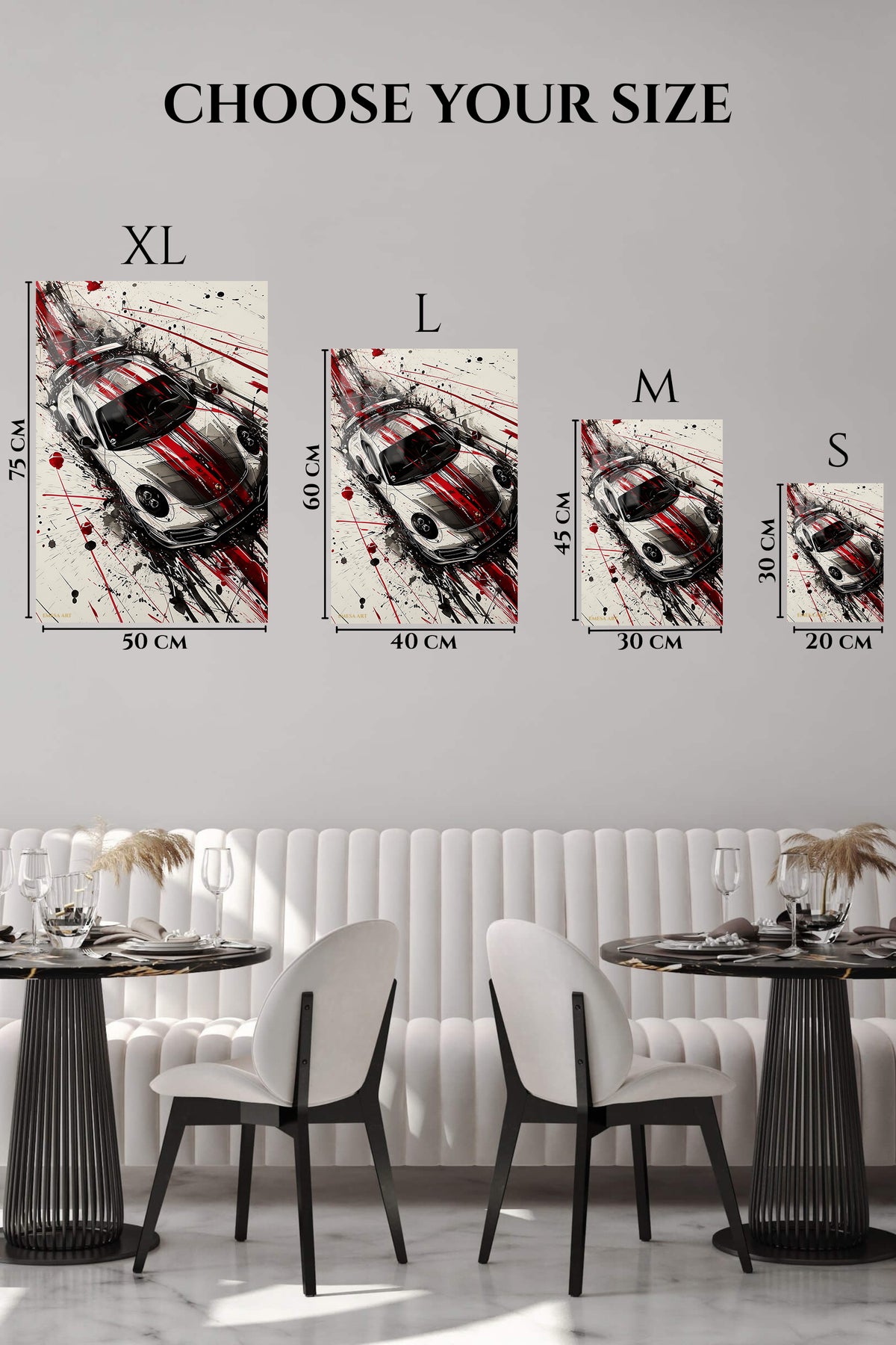 White Red Track Sports Car Splash wall art
