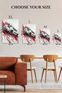 White Sports Car Red Splash wall art