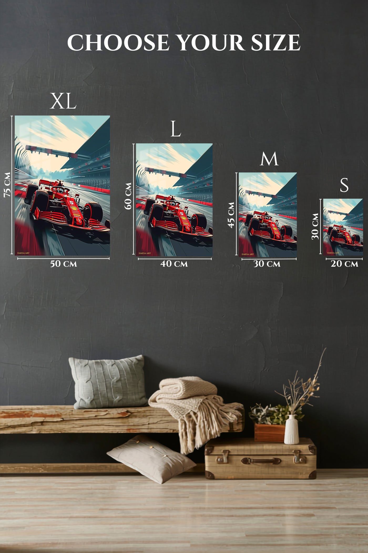 Red Formula Race Car Track wall art