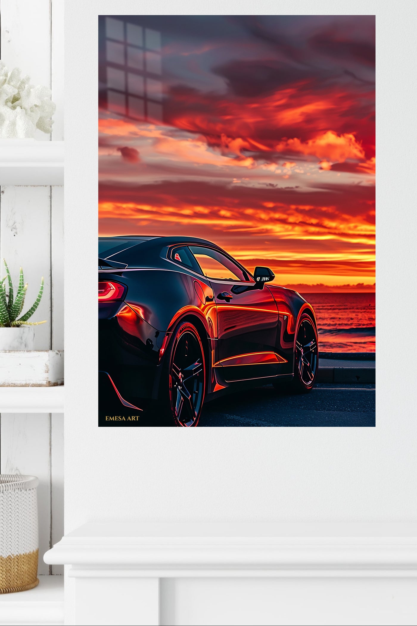 Red Supercar Sunset wall art