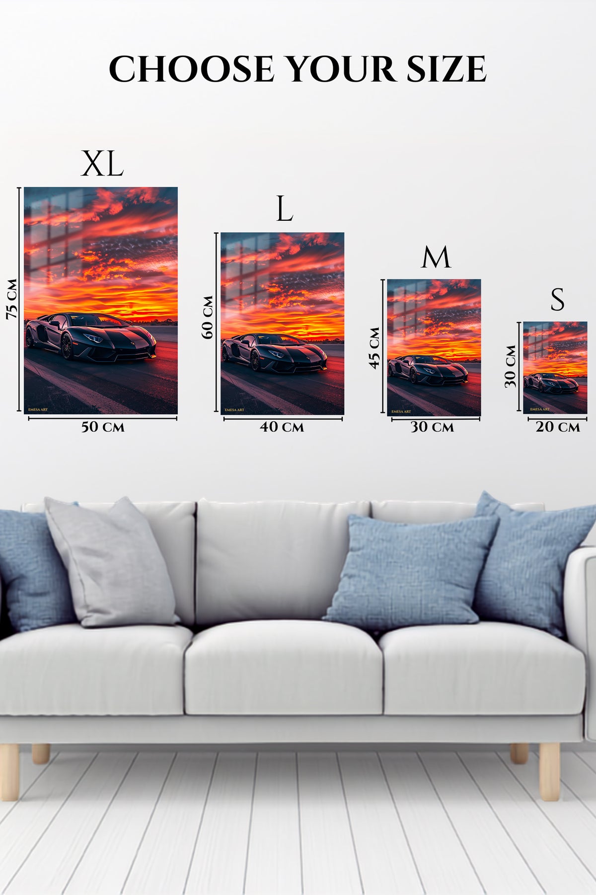 Silver Supercar Sunset wall art