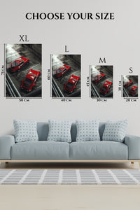 Red Classic Sports Cars Aerial wall art
