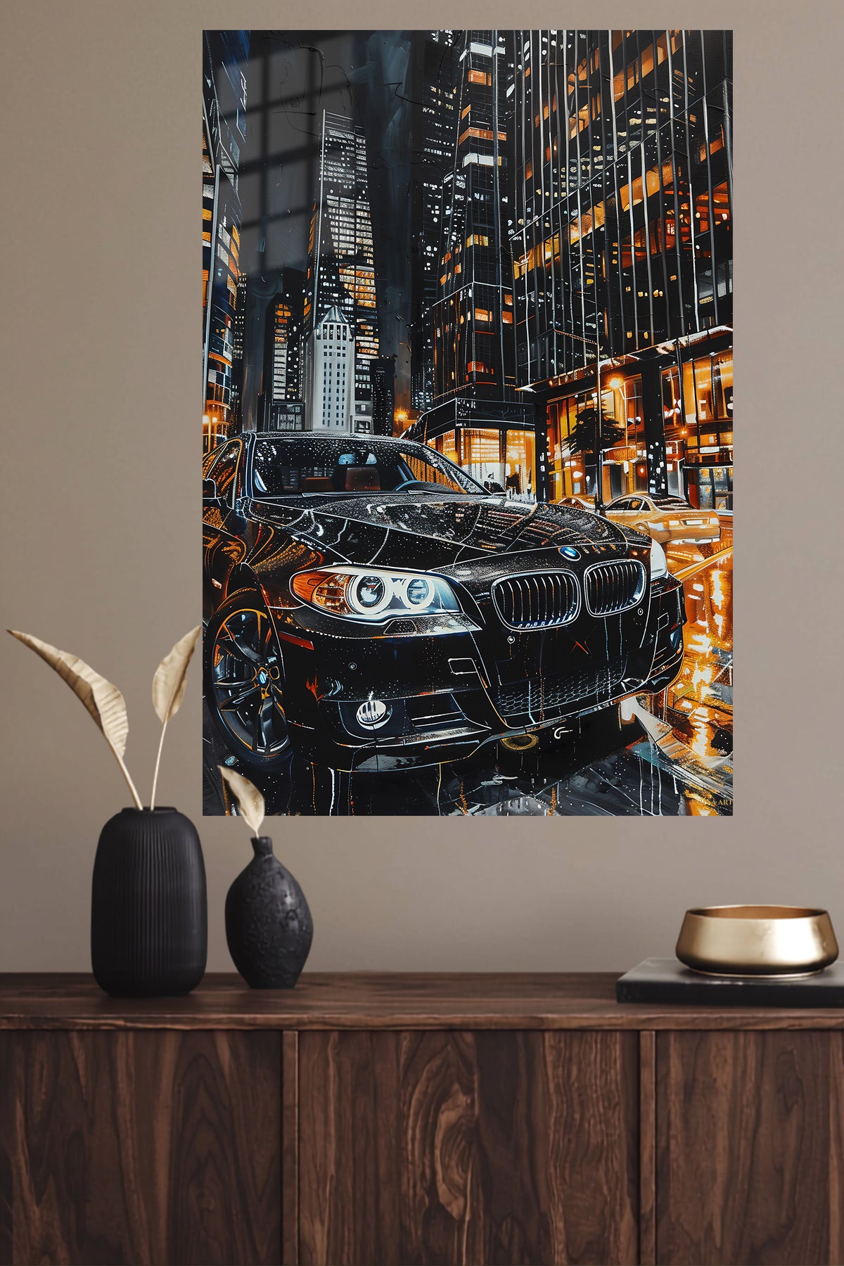 Black BMW SUV City wall art