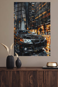 Black BMW SUV City wall art
