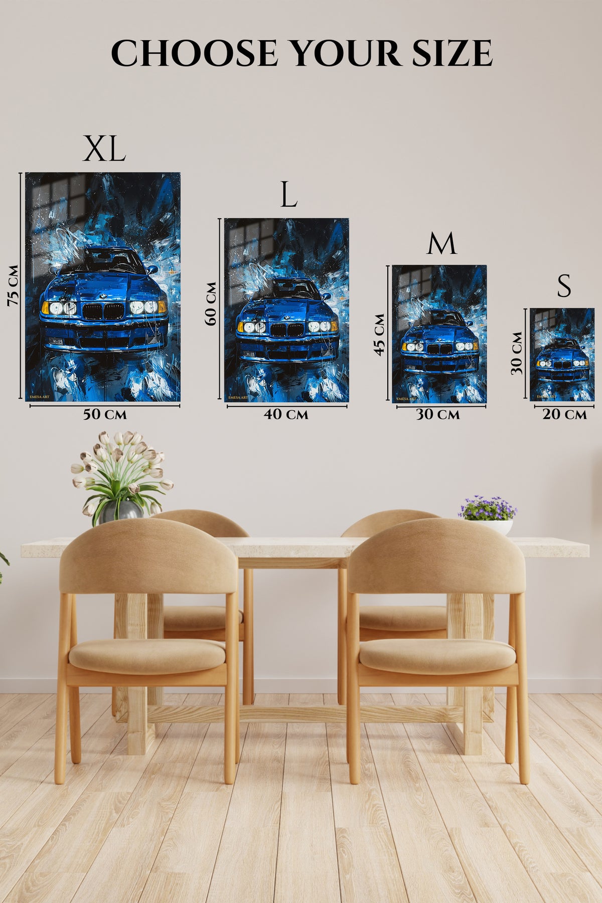 Blue BMW Classic Car Rain wall art