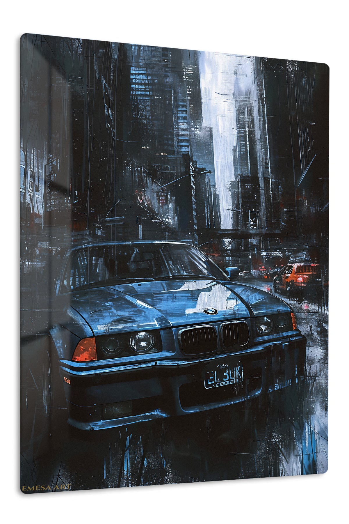 Blue BMW Night City wall art