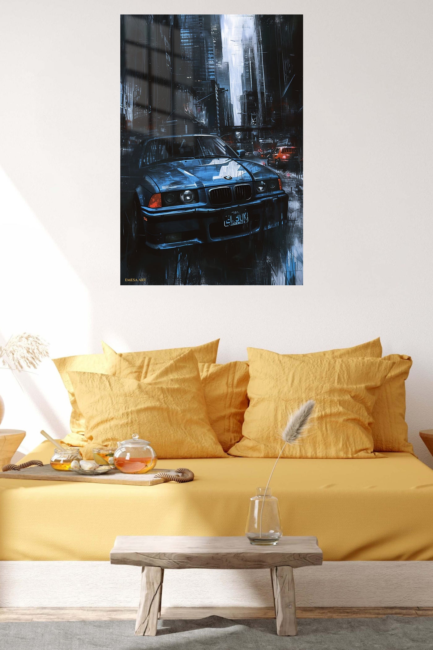 Blue BMW Night City wall art