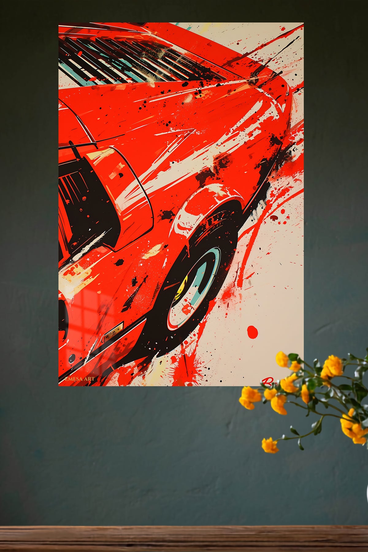 Red Classic Sports Car Abstract wall art
