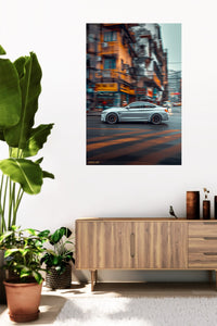 Silver Sports Sedan City Motion wall art