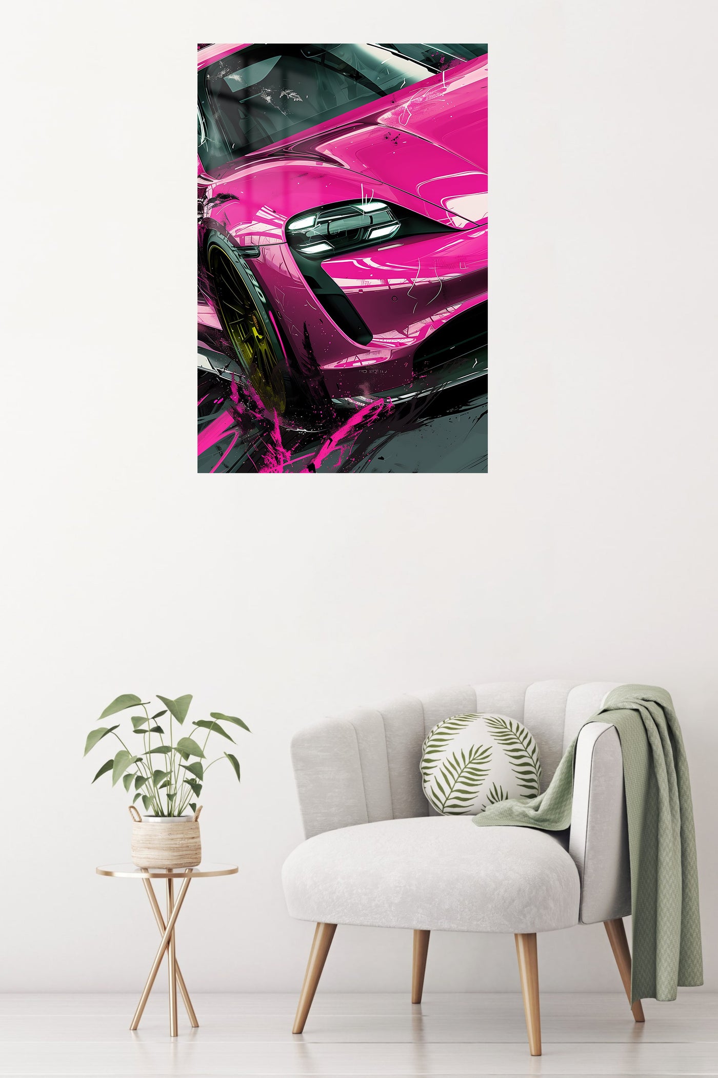 Pink Sports Car Close Up wall art