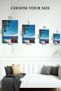 Orange Classic Car Beach Minimalist wall art