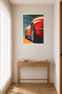 Orange Sports Car Wheel Retro wall art
