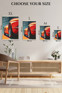 Orange Sports Car Wheel Retro wall art