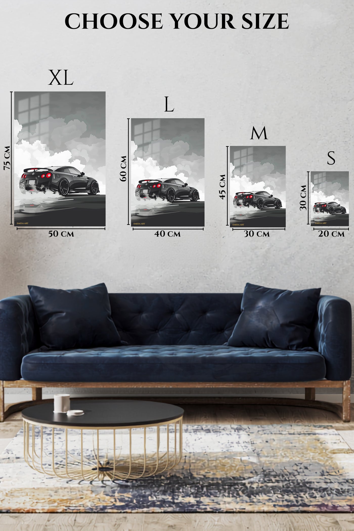 Gray Performance Car Smoke wall art