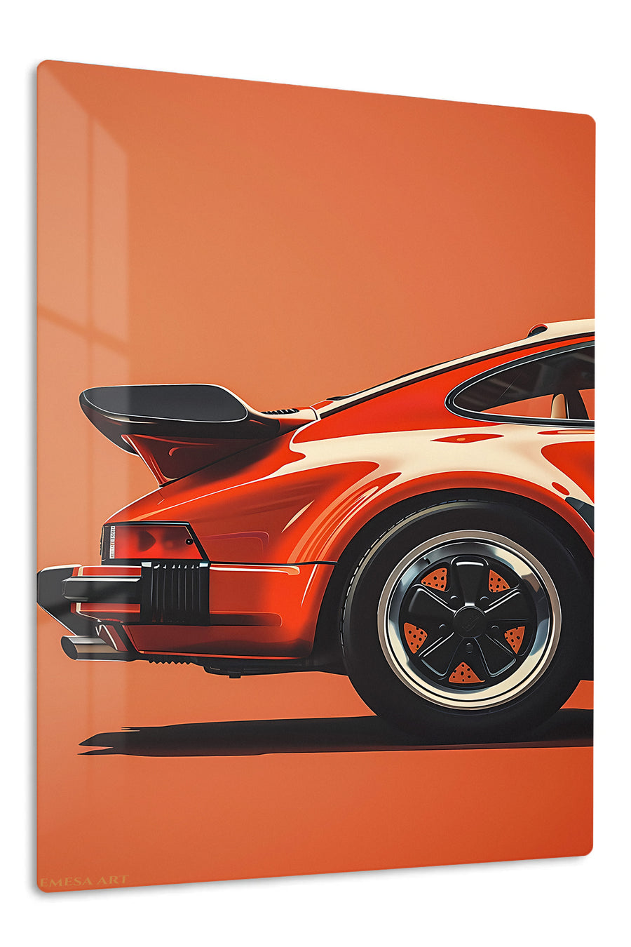 Red Sports Car Rear Detail premium metal wall art Ã¢â‚¬â€œ front view