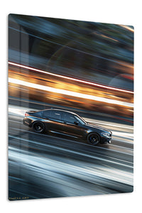 Midnight Velocity Sedan premium metal wall art Ã¢â‚¬â€œ front view