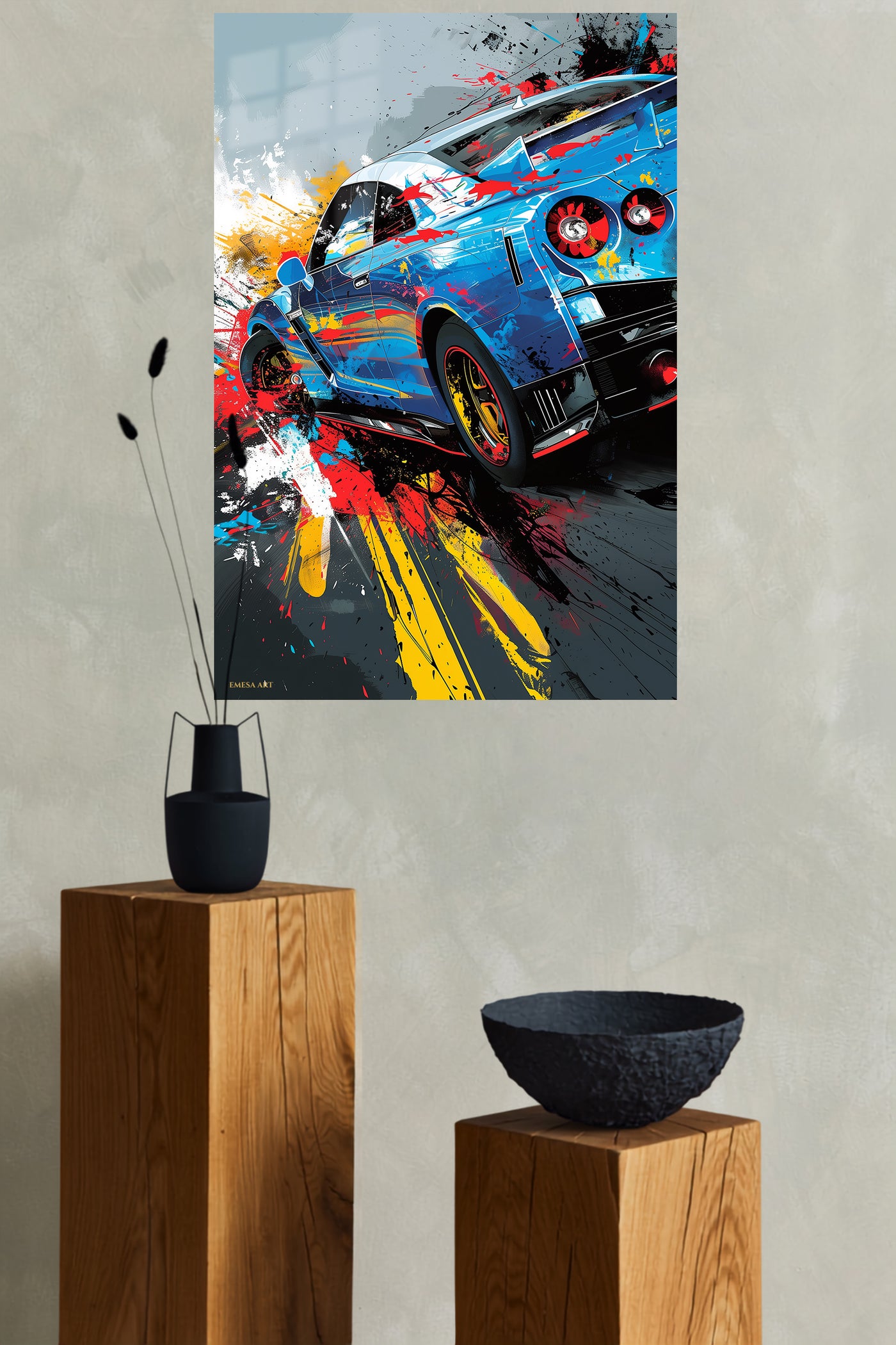 Blue Nissan GT-R Abstract wall art