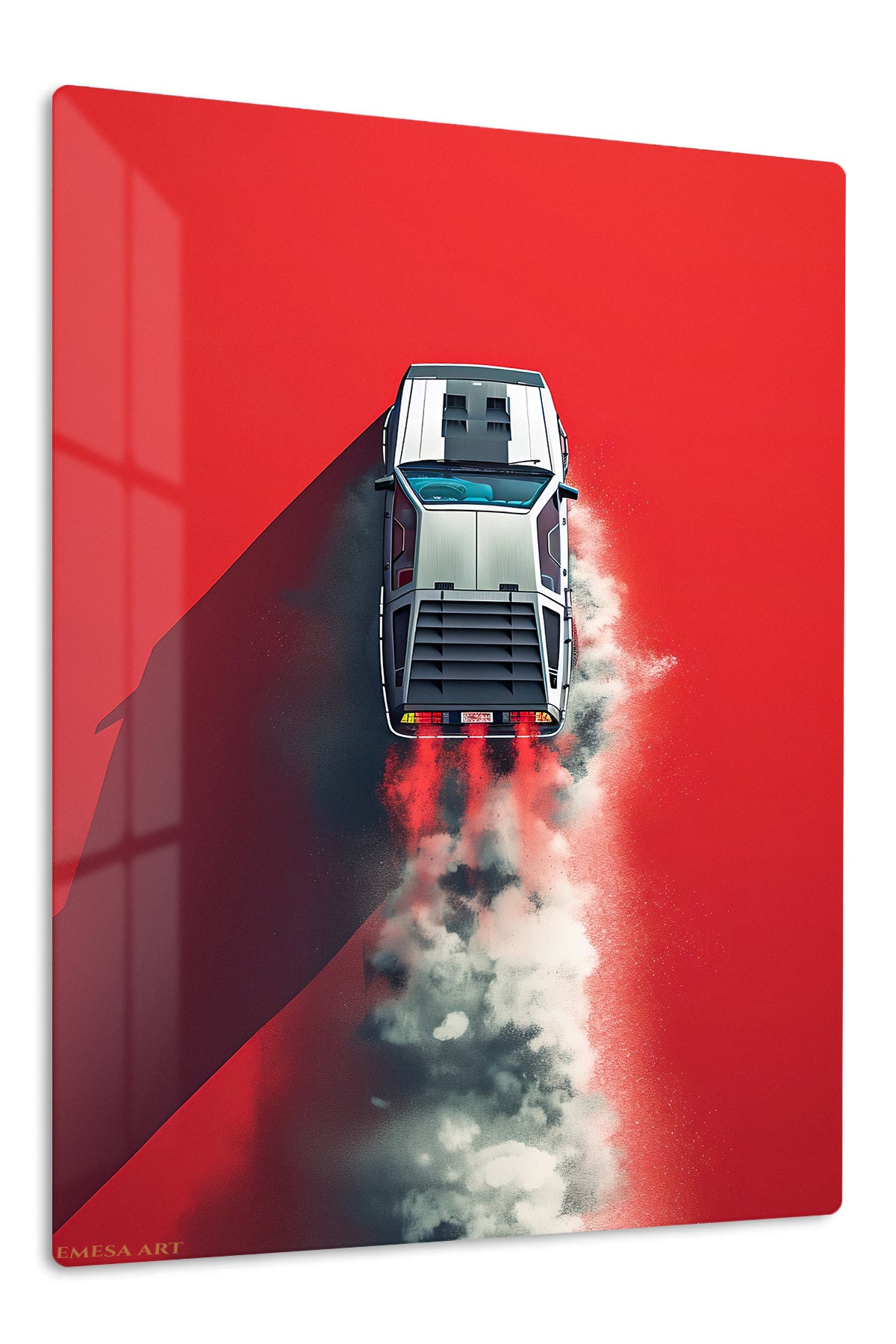 White Muscle Car Burnout wall art