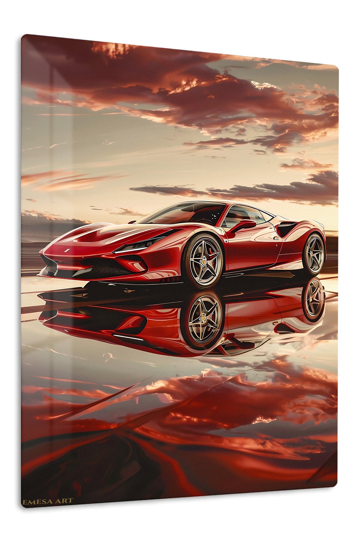 Red Classic Roadster Sunset wall art