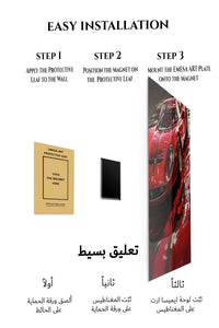 Magnetic mounting installation guide for Crimson Vintage Sports Car Reflection metal wall art