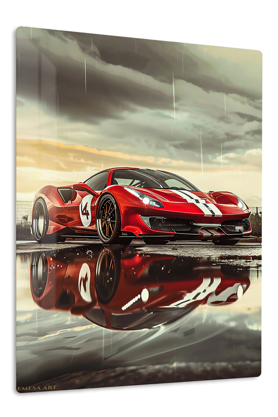 Red Supercar Storm Landscape wall art
