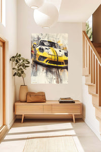 Yellow Classic Sports Car Splash wall art