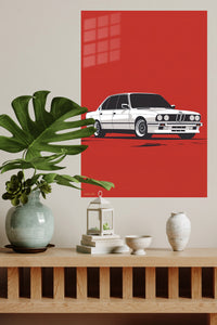 White Classic Sedan Minimalist wall art