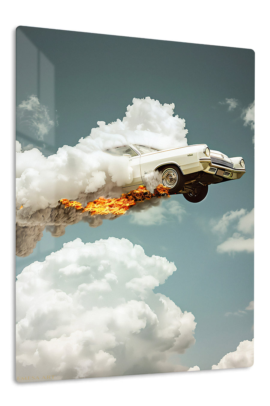 Classic Car Above the Clouds premium metal wall art Ã¢â‚¬â€œ front view
