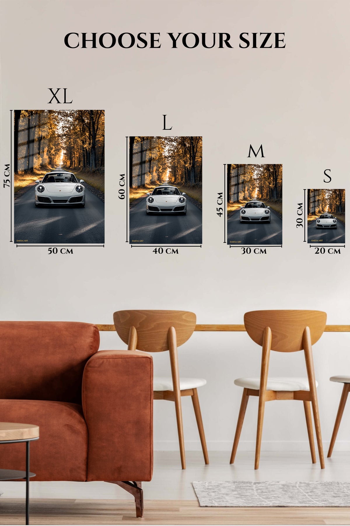 White Porsche 911 Forest Road wall art