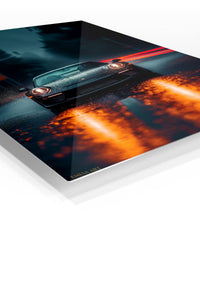 Black Porsche 911 Night Rain wall art