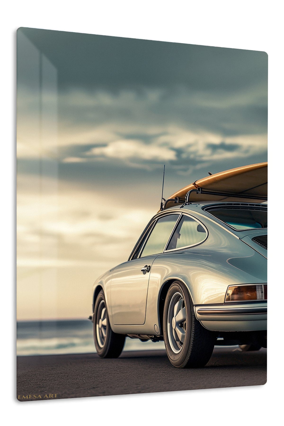 Silver Porsche 911 Coastal Drive wall art