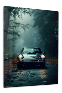 Black Porsche 911 Forest Night wall art