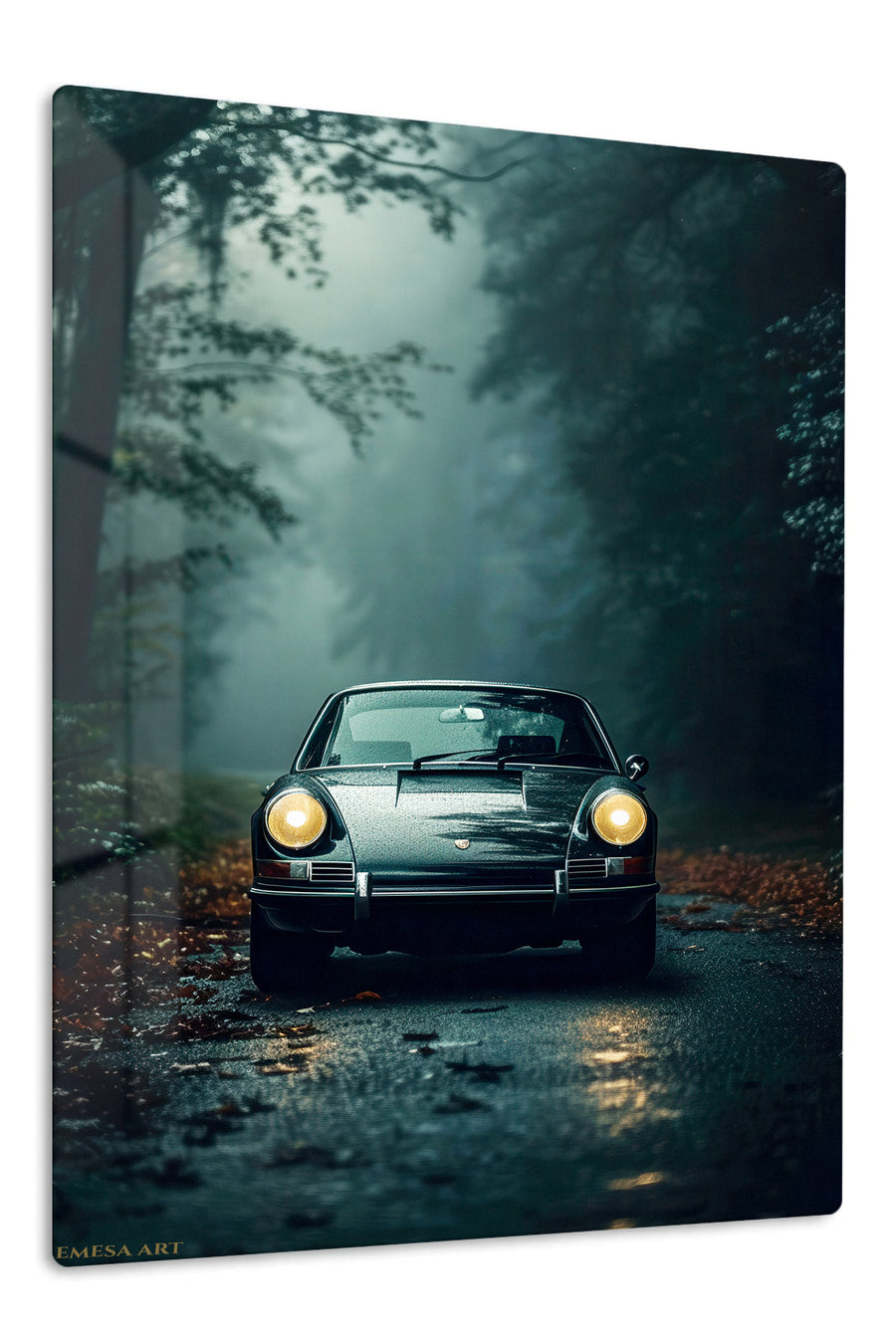 Black Porsche 911 Forest Night wall art